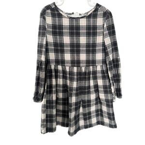 GAP Kids Plaid Balloon-Sleeve Dress Black Pink Plaid Size S